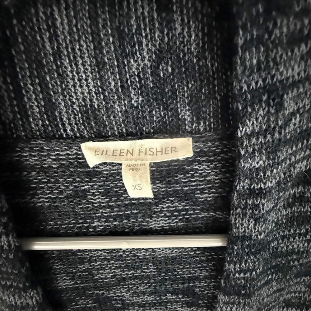 Eileen Fisher Sweater Womens XS Organic Cotton Open Front Cardigan Sweater Black - Picture 6 of 8